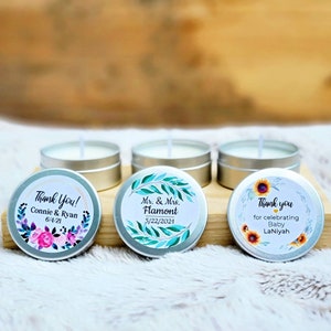 Custom Candle Favors - Mini Party Candles, Bridal Shower Candles, Logo Candle,  Personalized Candle, Candles with Labels, Fall Wedding Favor