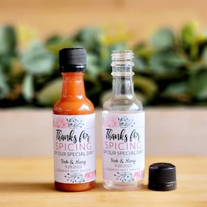 Hot Sauce Bottle with Labels - Hot Sauce Bottle Favor, Mini Hot Sauce Bottles, UNFILLED Bottles, Unique Favors, Wedding Hot Sauce, BBQ Favor