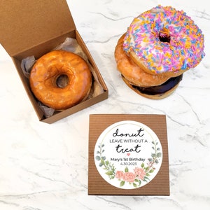 1st Birthday Party Donut Box - Custom Donut Favors, First Birthday Donuts, Edible Favor, Donut Labels, Box for Donuts, Birthday Party Favors