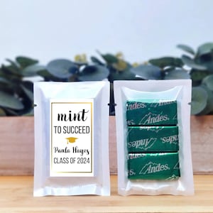 Graduation Party Andes Mint Chocolate Favors - Grad Party Mints, Personalized Mints, Andes Mint Favors, Grad Party Ideas, Mint to Succeed