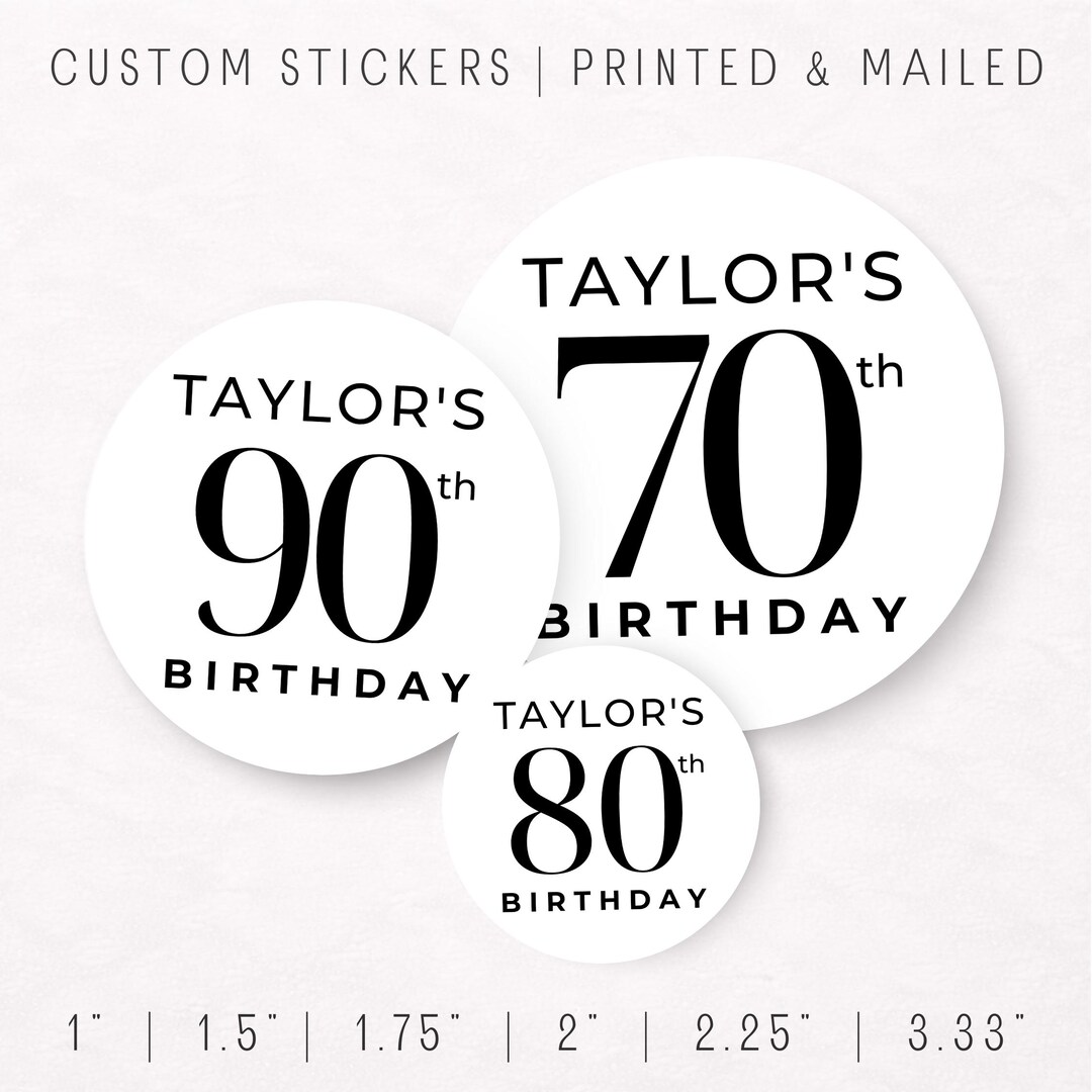 Age Sticker Labels Minimal Birthday Stickers – Personalized Name & Age Birthday Labels ...