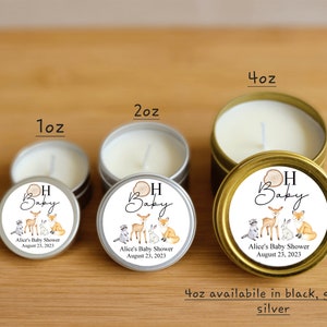 Woodland Baby Shower Candle Favors - FULLY ASSEMBLED - Custom Woodland Shower Candles, Rustic Baby Shower Favors, Boy Woodland Theme Favor