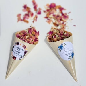 Wedding Toss Cones w/ Custom Label, Sachets, Confetti Cones, DIY, Floral, Dried Flower Confetti Toss Cones | Ceremony Flower Toss - Wedding