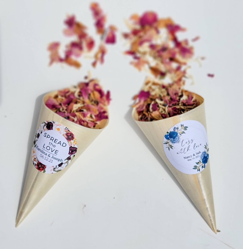 Wedding Toss Cones w/ Custom Label, Sachets, Confetti Cones, DIY, Floral, Dried Flower Confetti Toss Cones | Ceremony Flower Toss - Wedding bild 1
