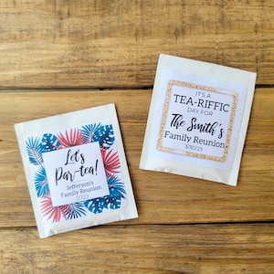 Personalized Tea Bag Favors w/ Custom Label - Family Reunion Tea Favors, Family Reunion Favors, Reunion Party Favors, Family Friendly Favors