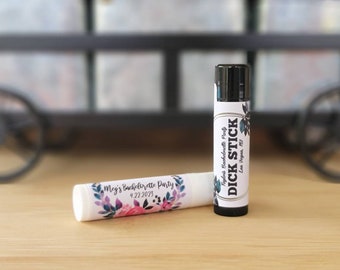 Custom Lip Balm Favors - Bachelorette Chapstick w/ Custom Label - PRE-ASSEMBLED, Vanilla or Cherry, Bachelorette Party, Bachelorette Gifts