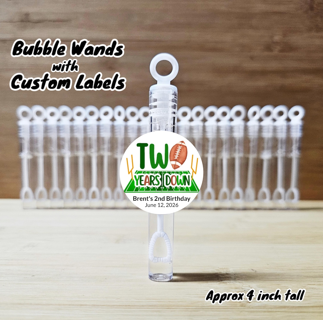 Second Year Down 2nd Birthday Bubble Favors – Labels & Filled Bubble ...