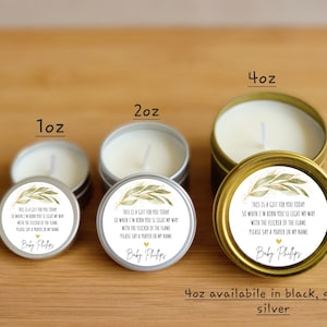 Greenery Baby Prayer Candle Favors - FULLY ASSEMBLED - Unisex Poem Baby Shower Candles, Gender Neutral Prayer Candle Favor, Prayer Candles
