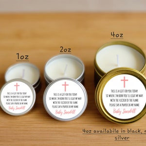Pink Cross Baby Prayer Candle Favors - FULLY ASSEMBLED - Girl Poem Baby Shower Candles, Girl Prayer Candle Favor, Pink Flower Prayer Candle