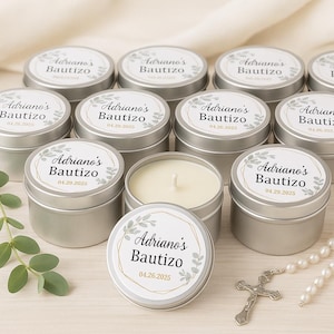Baptism Candle Favors, Personalized Bautizo Gifts, Custom Christening Favors, First Communion, Religious Party Candles, Velas Personalizadas