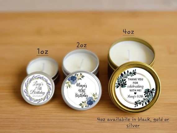 Birthday Party Candle Favors - FULLY ASSEMBLED - Natural Soy - Custom Candle Favors, Adult Birthday Favor Ideas, Custom Birthday Candles