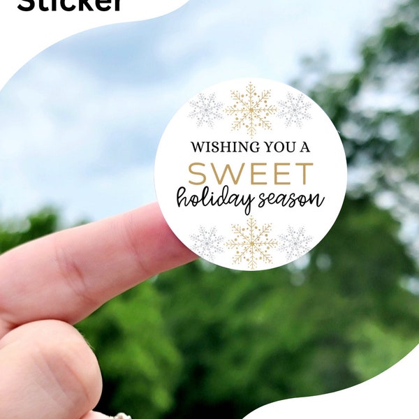 Wishing You A Sweet Holiday Season Stickers - Christmas Stickers, Holiday Season Stickers, Christmas Treat Labels, Holiday Gift Labels