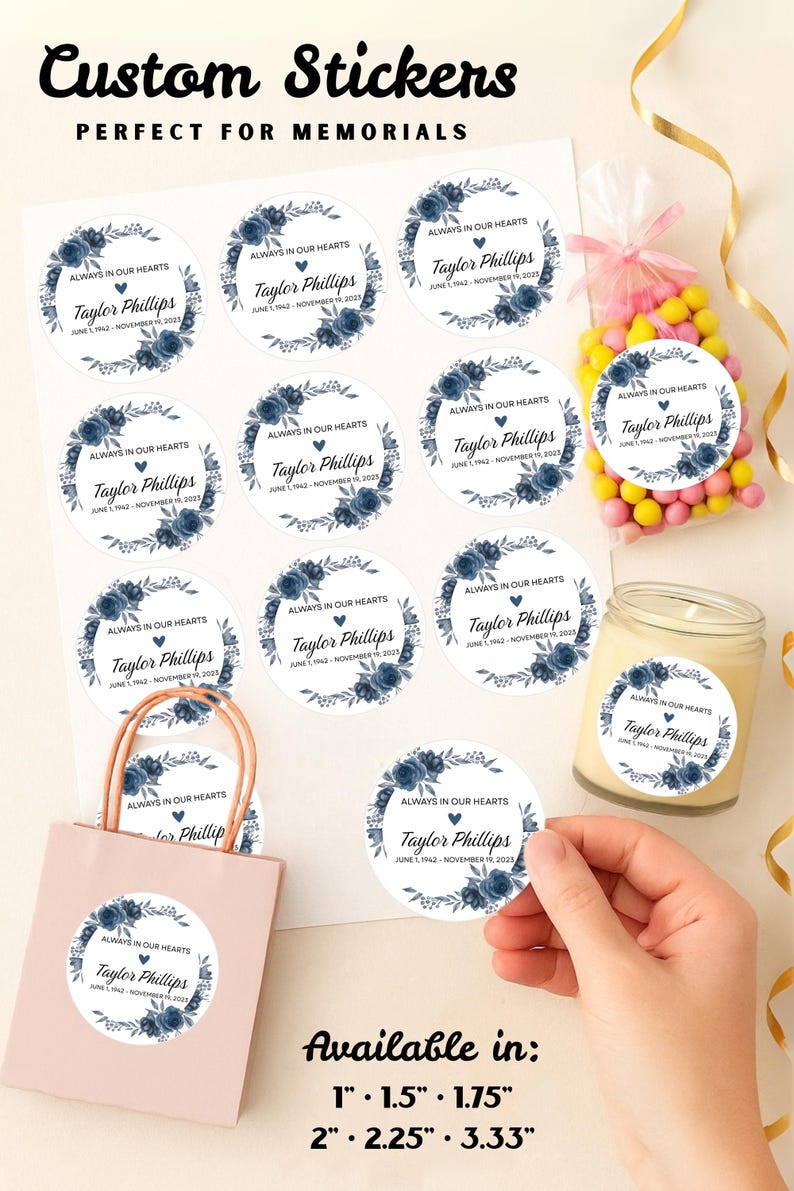 Memorial Stickers, Custom Labels for Celebration of Life, Funeral ...