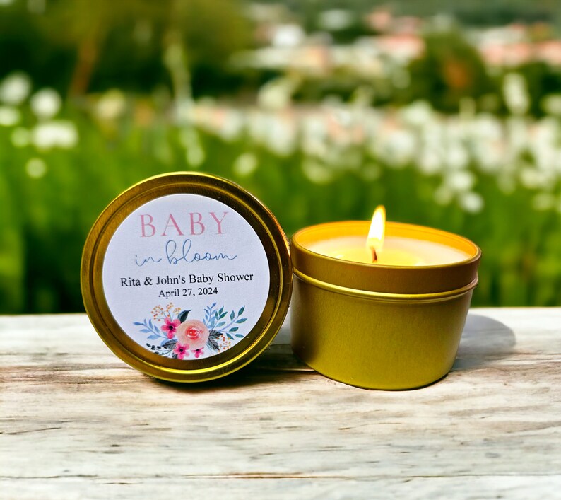Baby in Bloom Candle Favors - FULLY ASSEMBLED - Custom Floral Shower ...