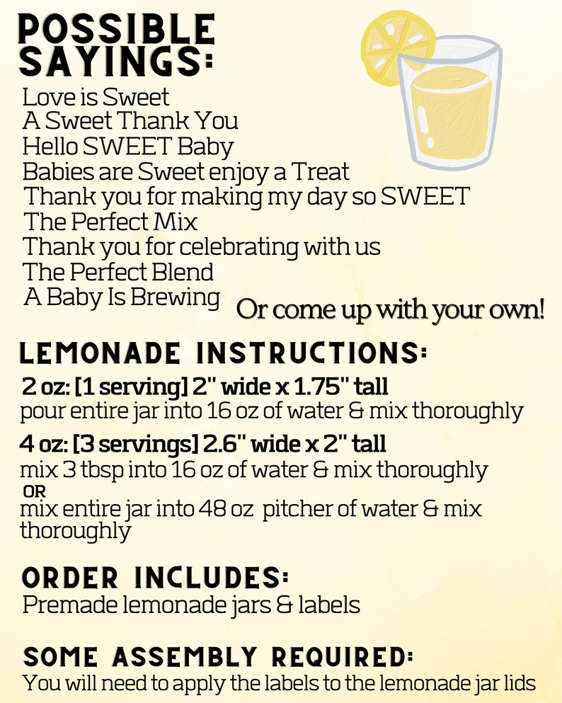 Bridal Shower Lemonade Favors Custom Bridal Shower Favor Etsy