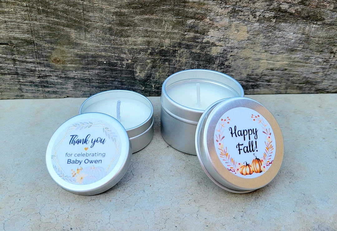 Fall Candle Favors Mini Party Candles, Bridal Shower Candles, Logo