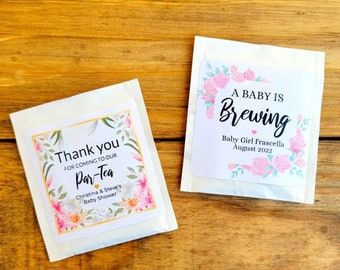 Personalized Tea Bag Favors w/ Custom Label - Baby Shower Tea Favors, Baby Shower Favors, Baby Shower Party Favors, A Baby Is Brewing Tea