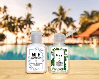 Anniversary Sunscreen Favors, Self Care Favors, Sunscreen Favors, UNFILLED Personalized Sunscreen Bottles, Wedding Anniversary Party Favors