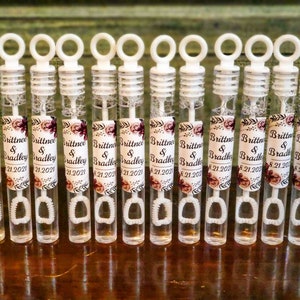 Bubble Favors - Custom Labels & Filled Bubble Wand - Wedding Reception Send Off Children Birthday Logo Baby Bridal Shower Graduate