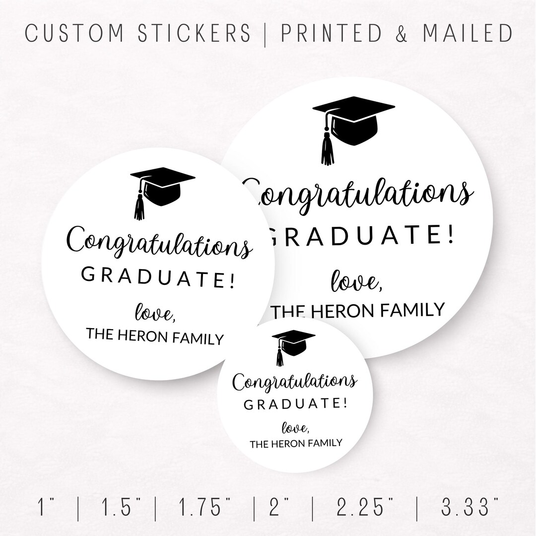 Congratulations Sticker Professional Congratulations Graduate Stickers – Personalized Graduation Gift Labels ...