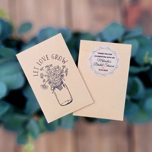 Let Love Grow - Custom Bridal Shower Seed Favors - Personalized - SEALED - Wildflower SEEDS INCLUDED - Bridal Shower Favors, Floral Favors