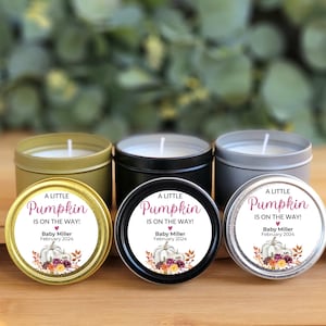Little Pumpkin Girl Candle Favors - 4oz Soy - PRE-ASSEMBLED - Custom Fall Baby Bulk Candles, Pink Pumpkin Baby Shower Favor, Pumpkin Themed