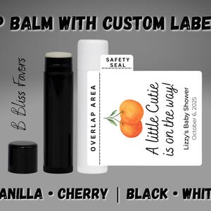 Little Cutie Baby Shower Lip Balm Favors - PRE-ASSEMBLED - Vanilla or Cherry - Clementine Baby Shower Thank You Lip Balm, Oranges Theme Baby