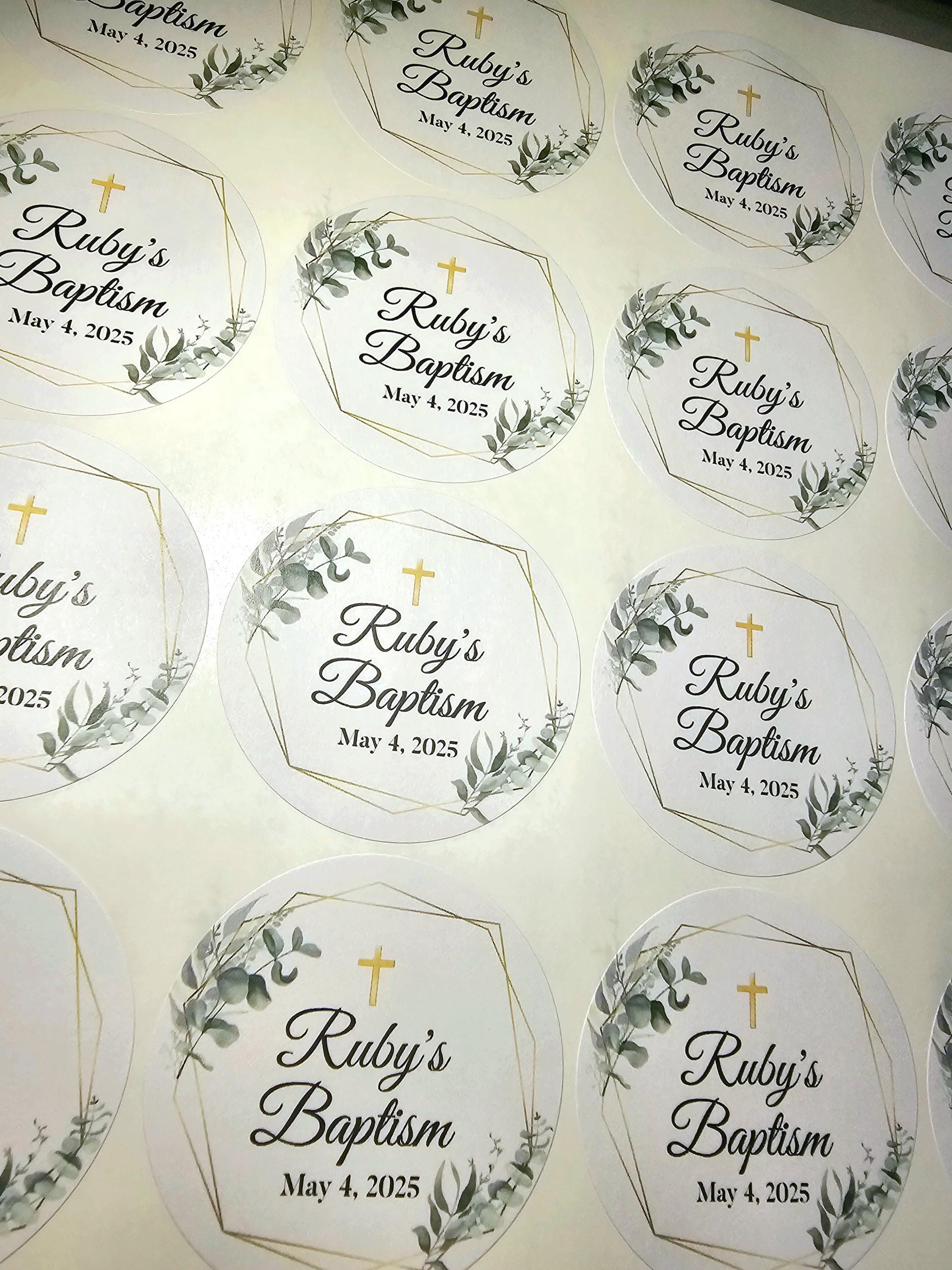 Baptism Stickers, Custom Favor Labels for Christenings, First Communion ...