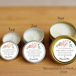 Pink Floral Baby Prayer Candle Favors - FULLY ASSEMBLED - Girl Poem Baby Shower Candles, Girl Prayer Candle Favor, Pink Flower Prayer Candle