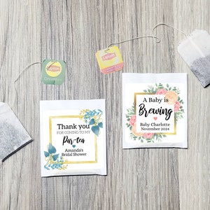 Personalized Tea Bag Favors w/ Custom Label - Wedding Tea,  Baby Shower, Bridal Shower Tea Party, Tea Favors, Perfect Blend, Baby Brewing