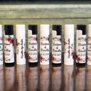 Custom Lip Balm Favors - Chapstick w/ Custom Label - Vanilla or Cherry, Wedding, Baby, Bridal Shower, Bachelorette, Birthday, Business, Logo