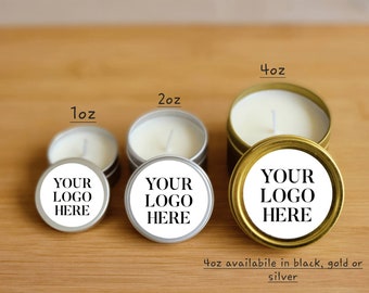 Business Logo Candle Favors - FULLY ASSEMBLED - Natural Soy - Custom Candle Favors, Business Giveaway Ideas, Employee Gifts, Book Signing
