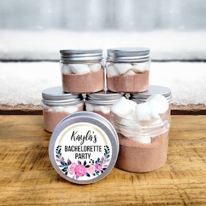 Bachelorette Party Hot Chocolate Jar Favors - Bachelorette Favors, Winter Favor Ideas, Bachelorette Hot Cocoa, Winter Bachelorette Gift Idea