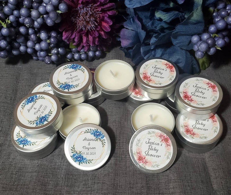 Set of 20 Vanilla Mini Candle Favors w/ Custom Label Natural Etsy