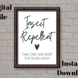 Insect Repellent Printable - Bug Spray Sign - Wedding Bug Spray Sign - Wedding Bug Spray Digital - Bug Spray Printable - Outdoor Party Signs
