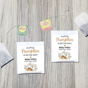 Little Pumpkin Tea Favors - Custom Fall Baby Shower Tea Favor, Orange Pumpkins, Fall Baby Shower Favors, Pumpkin Themed Shower, Edible Favor
