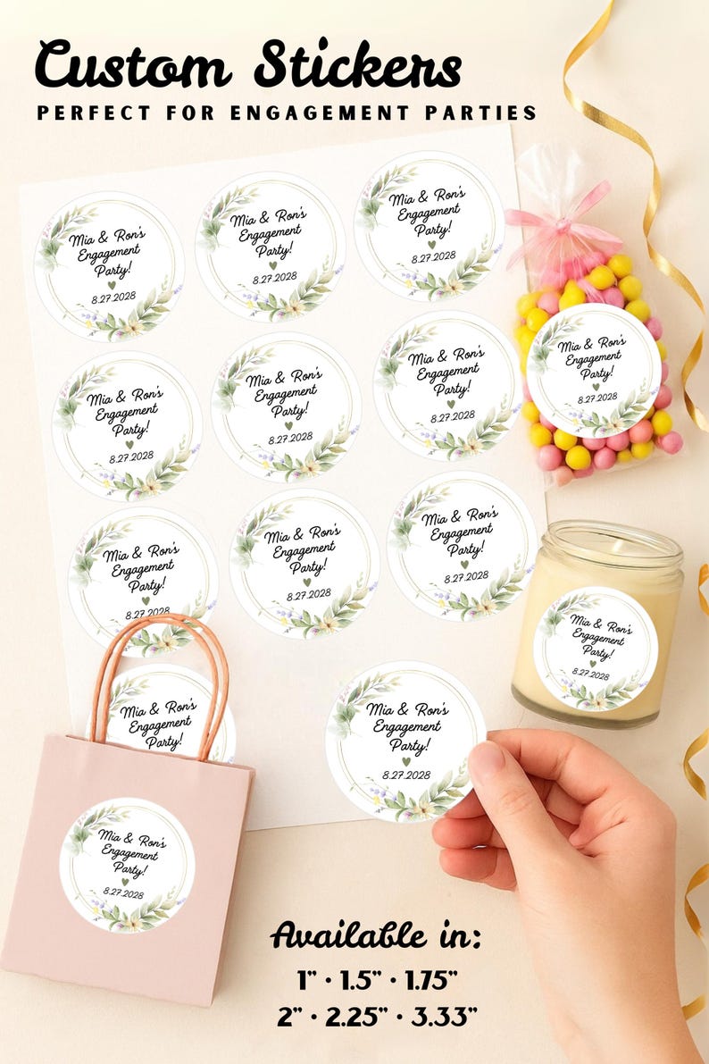 Engegment Sticker Engagement Stickers, Custom Favor Labels for Bags, Candles, Candy ...