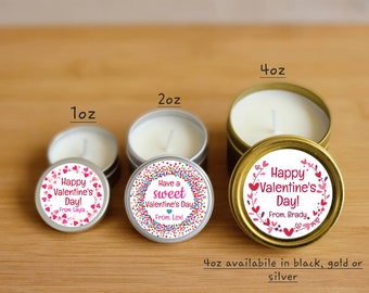 Valentine's Day Custom Candles - Mini Valentines Candles, Valentines Day Gift, Valentines Day Party, Teacher Gift, Valentine Day Candle Gift