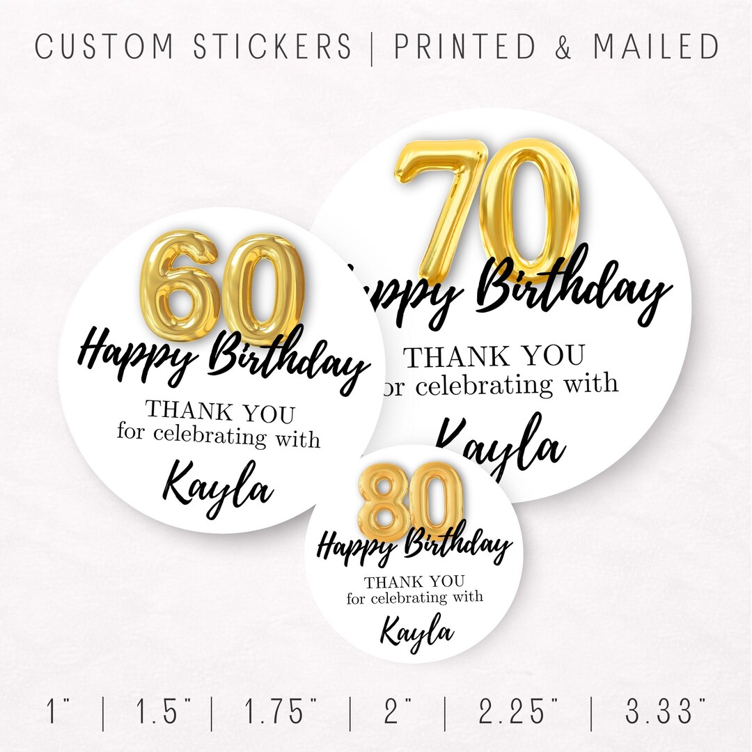 Age Sticker Labels Personalized Birthday Stickers With Foil Number – Custom Age DIY Party ...