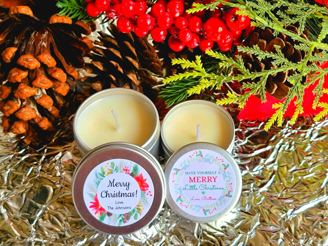 Holiday Mini Candles Mini Christmas Candles, Bulk Gift, Business Logo