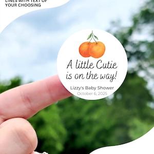 Little Cutie Baby Shower Stickers - Custom Orange Theme Party Labels, Cutie Favor Stickers, Clementine Favor DIY Cutie Stickers Baby Shower