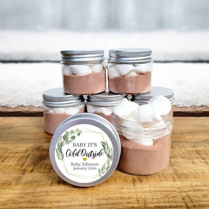 Baby Shower Hot Chocolate Jar Favors - Baby Shower Favors, Winter Favor Ideas, Baby Shower Hot Cocoa Favor, Winter Baby Shower, Baby Brewing