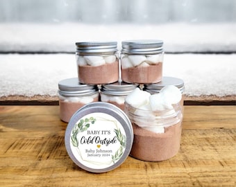 Baby Shower Hot Chocolate Jar Favors - Baby Shower Favors, Winter Favor Ideas, Baby Shower Hot Cocoa Favor, Winter Baby Shower, Baby Brewing