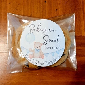 Baby Shower Cookie Bags with Stickers - Treat Bags and Label, Food Favor Bags, Clear Cookie Bags, DIY Party Favor, Wedding Cookie Bags