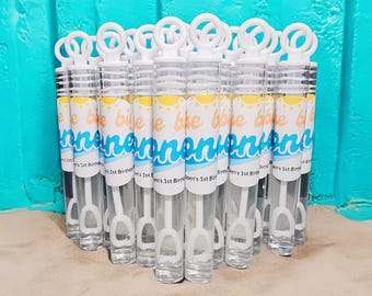 The Big One 1st Birthday Bubble Favors - Labels & Filled Bubble Wands - Surfing First Birthday Party, Surfboard Beach Waves Kid Favor Bags