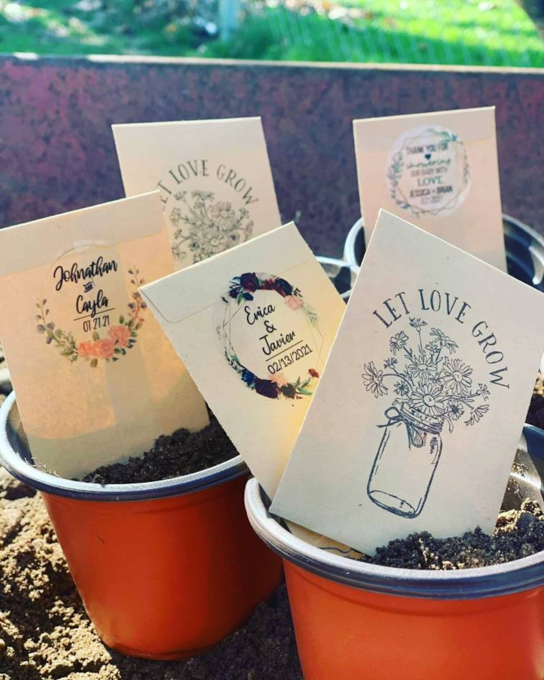 25 Set Wedding Favors For Guests Let Love Grow Seed Packets Kraft Thank