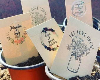 Let Love Grow- Custom Seed Wedding Favors Personalized SEALED with SEEDS INCLUDED Wedding Bridal Baby Shower Elegant Minimalist Favors