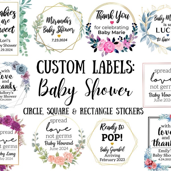 Baby Shower Stickers - Custom Baby Shower Labels, Party Labels, Bottle Labels, Personalized Labels, Baby Shower Favor Ideas, DIY Baby Shower