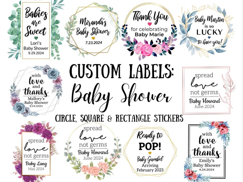 Baby Shower Stickers Custom Baby Shower Labels Party Etsy
