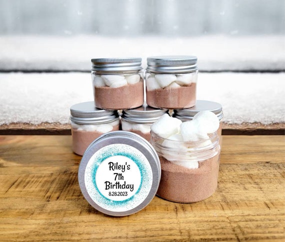 Kid Birthday Party Hot Chocolate Jar Favors Kid Birthday Favors, Child  Birthday Hot Cocoa, Winter Birthday Party, Children Favor Ideas 